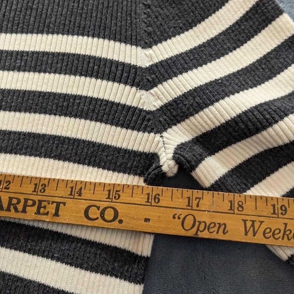 Lauren Ralph Lauren Womens Ribbed Pullover Sweater Gray Striped Crew Neck sz PL - Picture 7 of 11